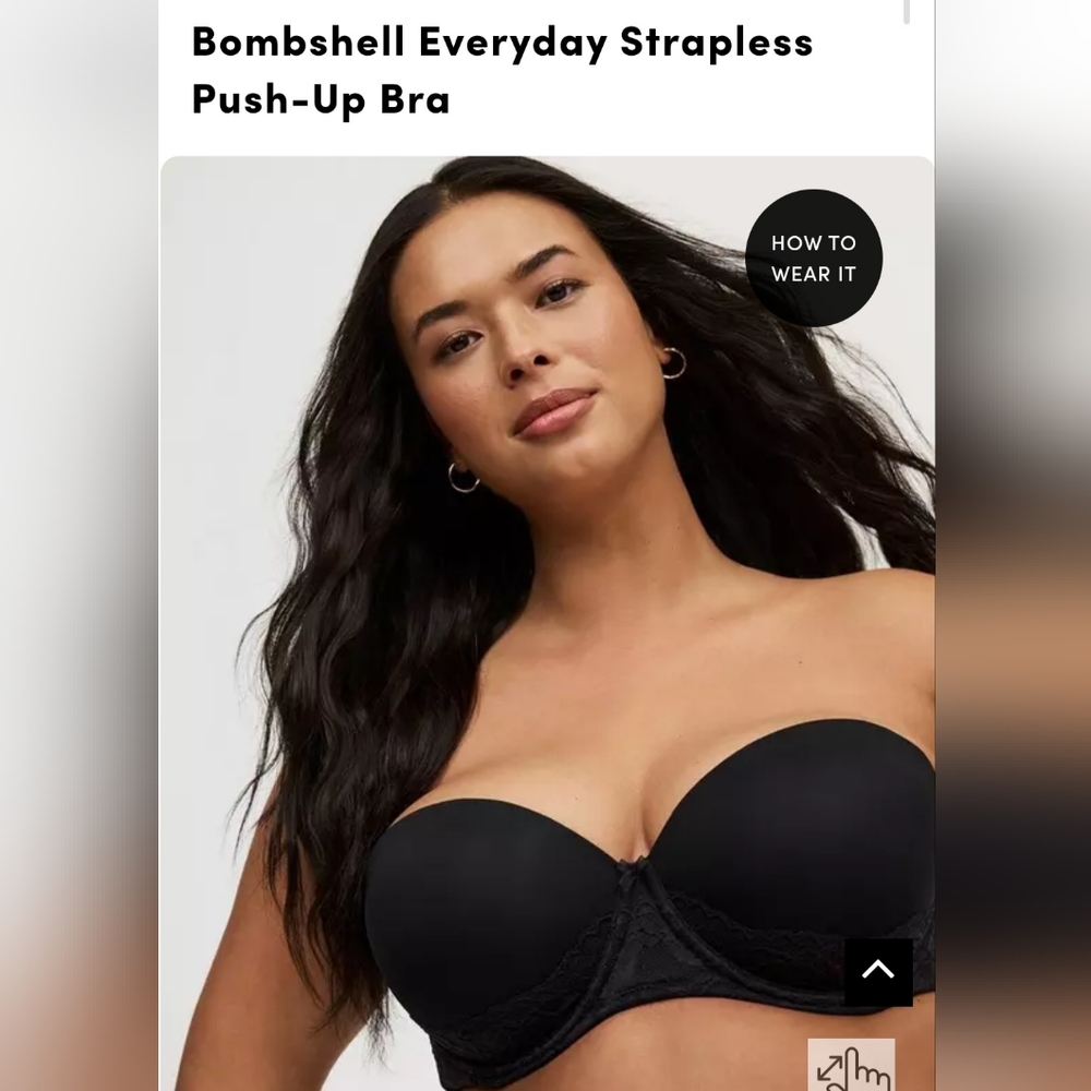 Torrid bombshell Black Strapless Push Up Bra